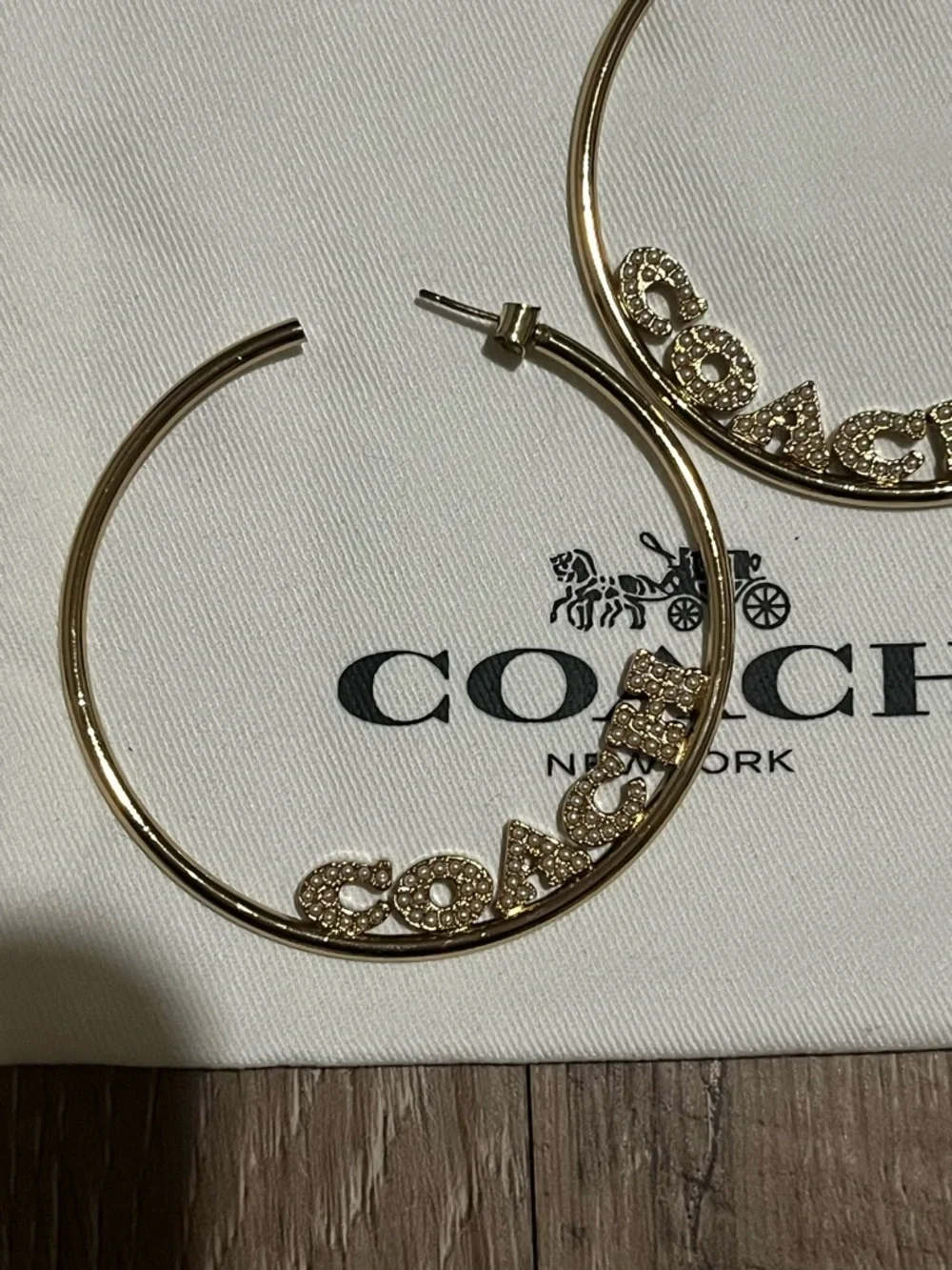 Coach Pearl Small Hoop Earrings - Picture 2 of 4